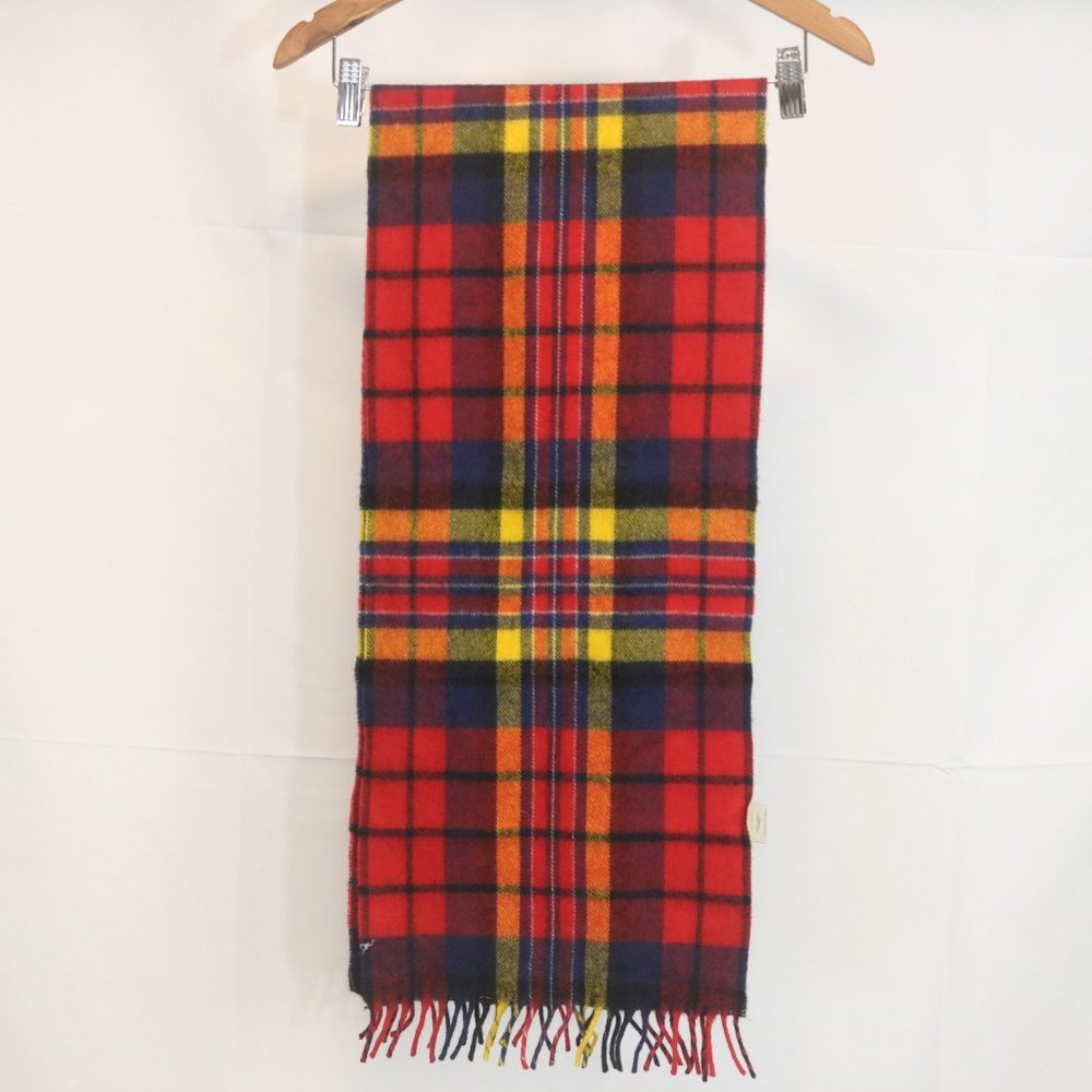 Eddie Bauer Scarf Plaid Wool Fringed Winter Warm
